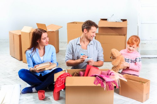Student belongings ready for transport from a shared flat in Notting Hill