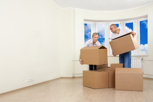 Packed boxes and furniture prepared for home removals in Notting Hill