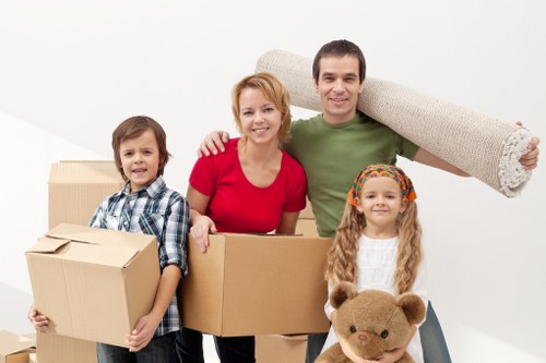Loading boxes and furniture into a hire removal truck