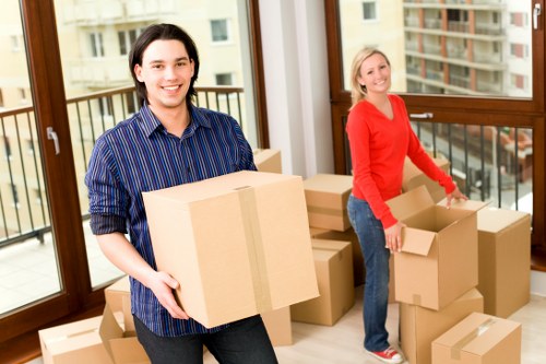 Packed boxes and furniture prepared for local removals